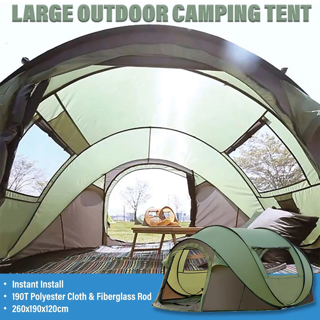 3-4 Person Waterproof Camping Tent, Dark Green T7740