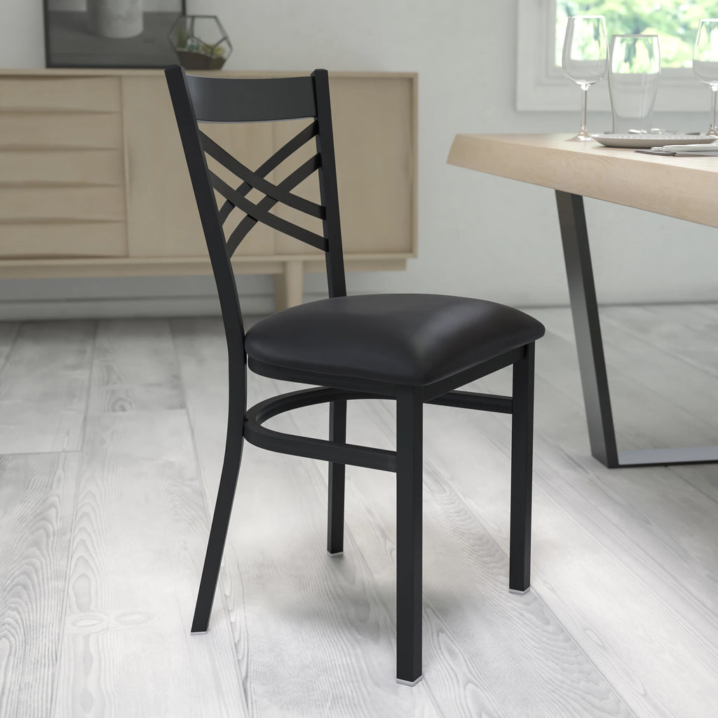 Black Vinyl Seat Metal Restaurant Chair D708