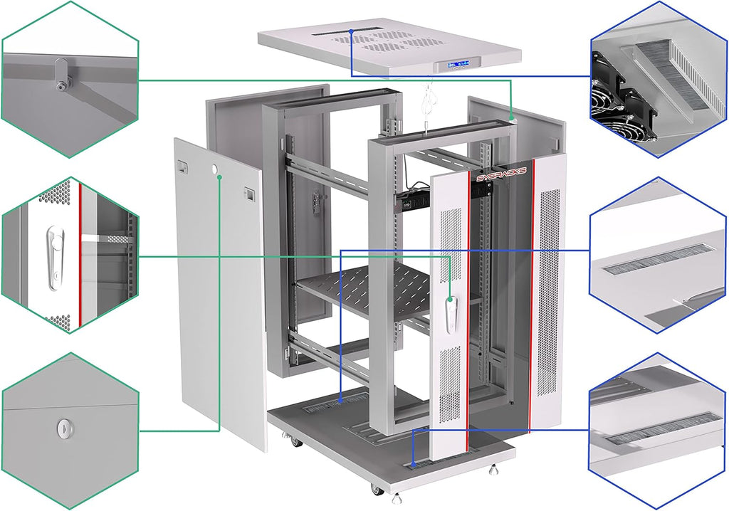 27U Free Standing Network Rack Cabinet Light Grey P2991