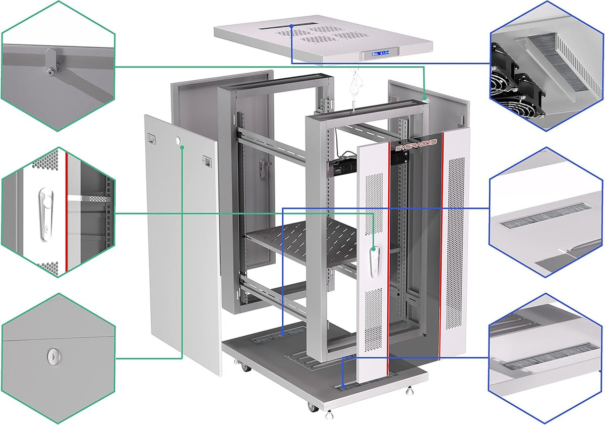 27U Free Standing Network Rack Cabinet Light Grey P2991