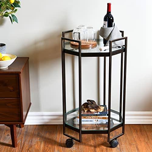 Octagon Black Metal Bar Cart C915