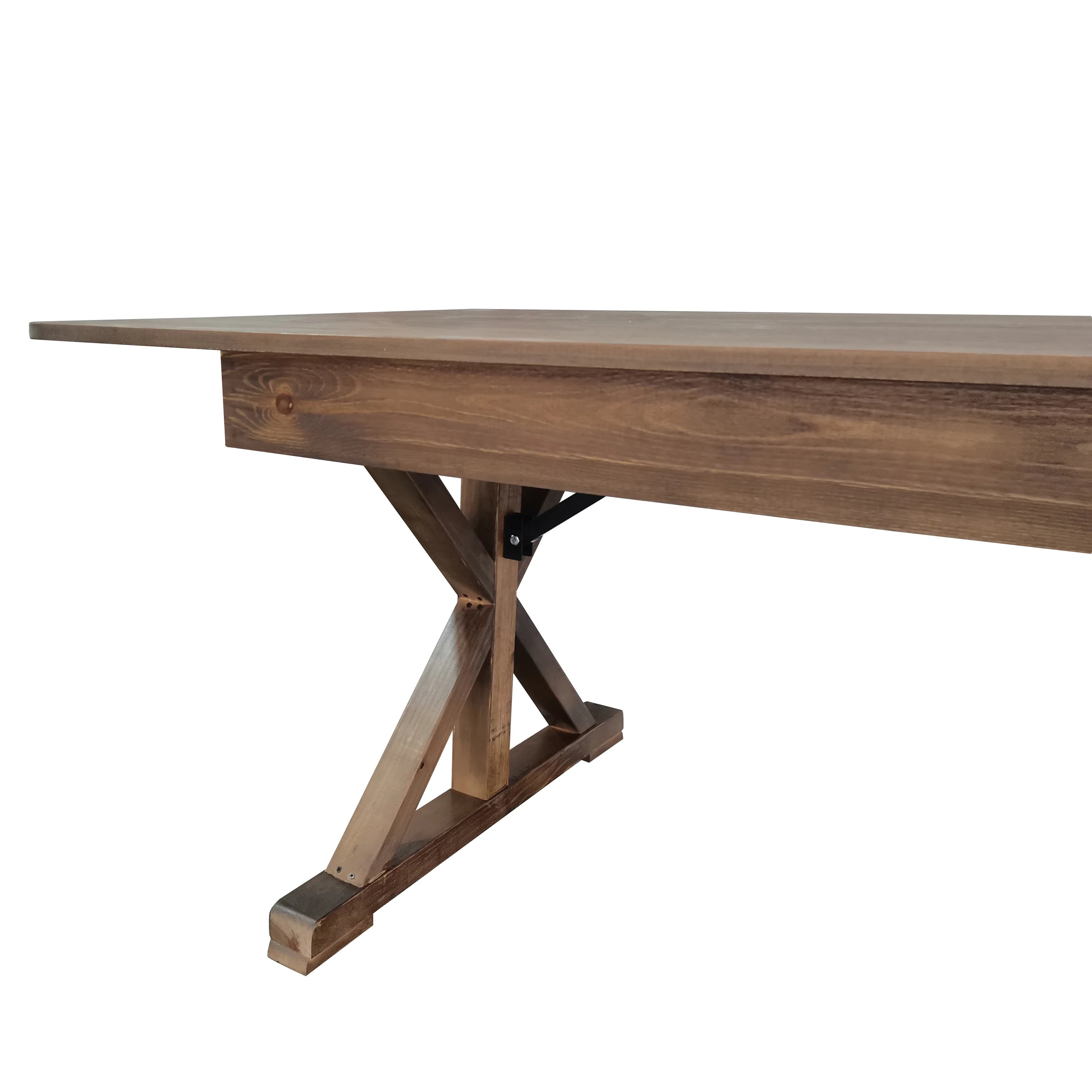 Rectangular Solid Pine Folding Farm Table with Crisscross Legs D551
