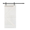 White Knotty Pine Wood Interior Sliding Barn Door with Hardware Kit X129305