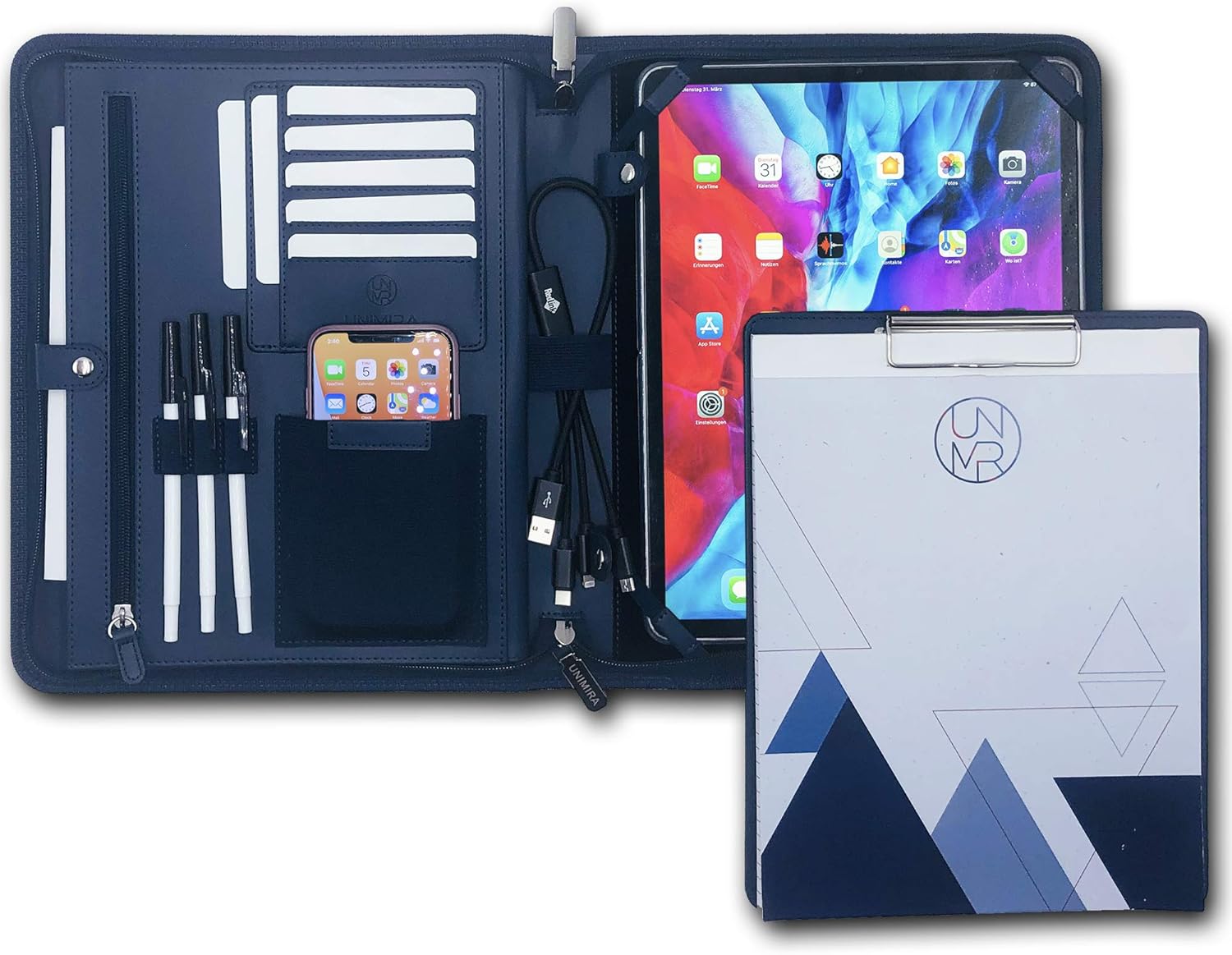 Navy Blue Leather Portfolio Padfolio N53762