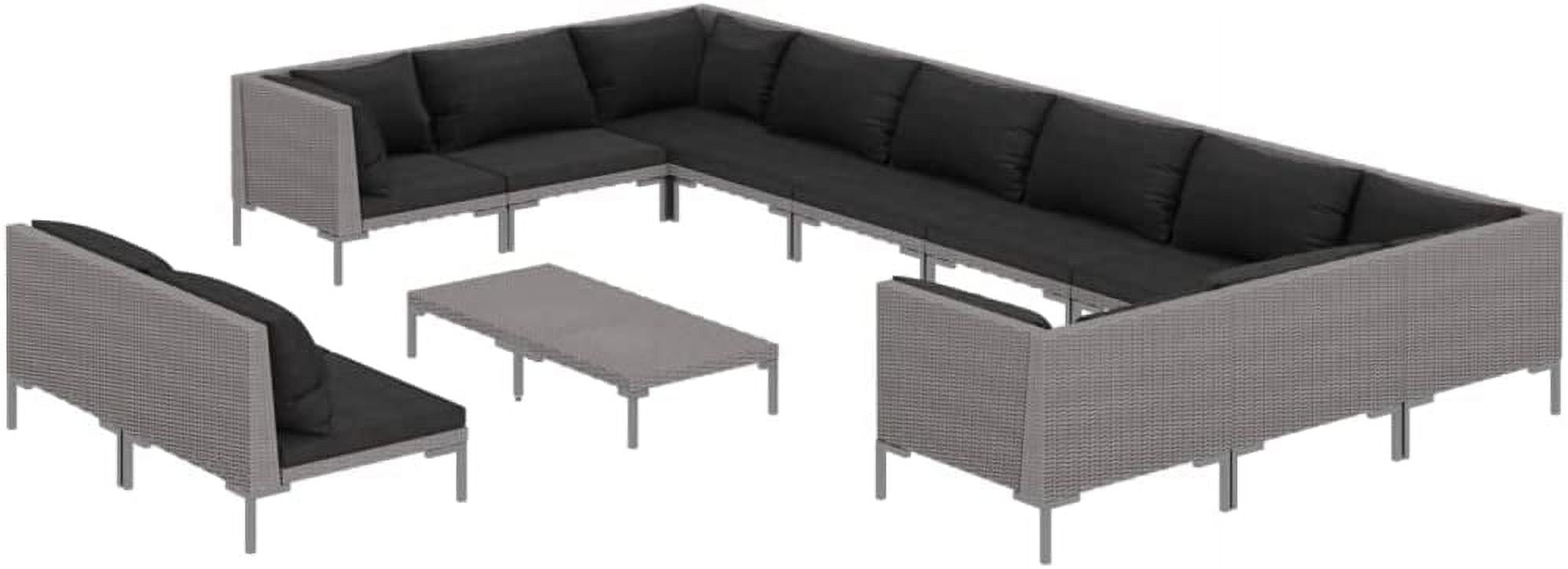 13 Piece Patio Lounge Set with Cushions Poly Rattan Dark Gray K16054