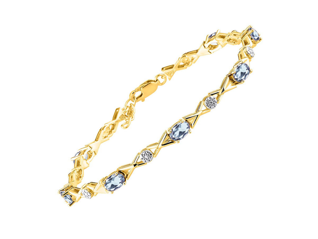 Yellow Gold Plated Hugs & Kisses Angel Necklace, Tennis Bracelet, & Ring with Diamonds Adjustable 7"-8" Wrist & 18" Chain Aquamarine Birthstone Jewelry E83012