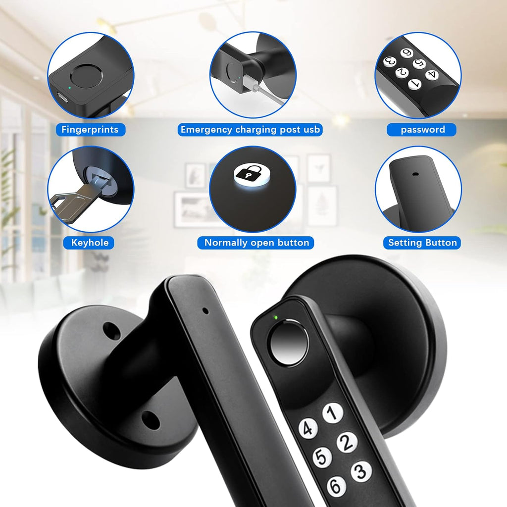 Biometric Keyless Entry Door Lock with Silicone Keyboard, Pack of 2 P427915