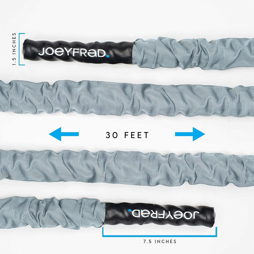 Battle Rope 30ft Length 100% Dacron Heavy Weighted Rope with Wall Anchor 2 Anchor Straps 1 Carabiner C91379