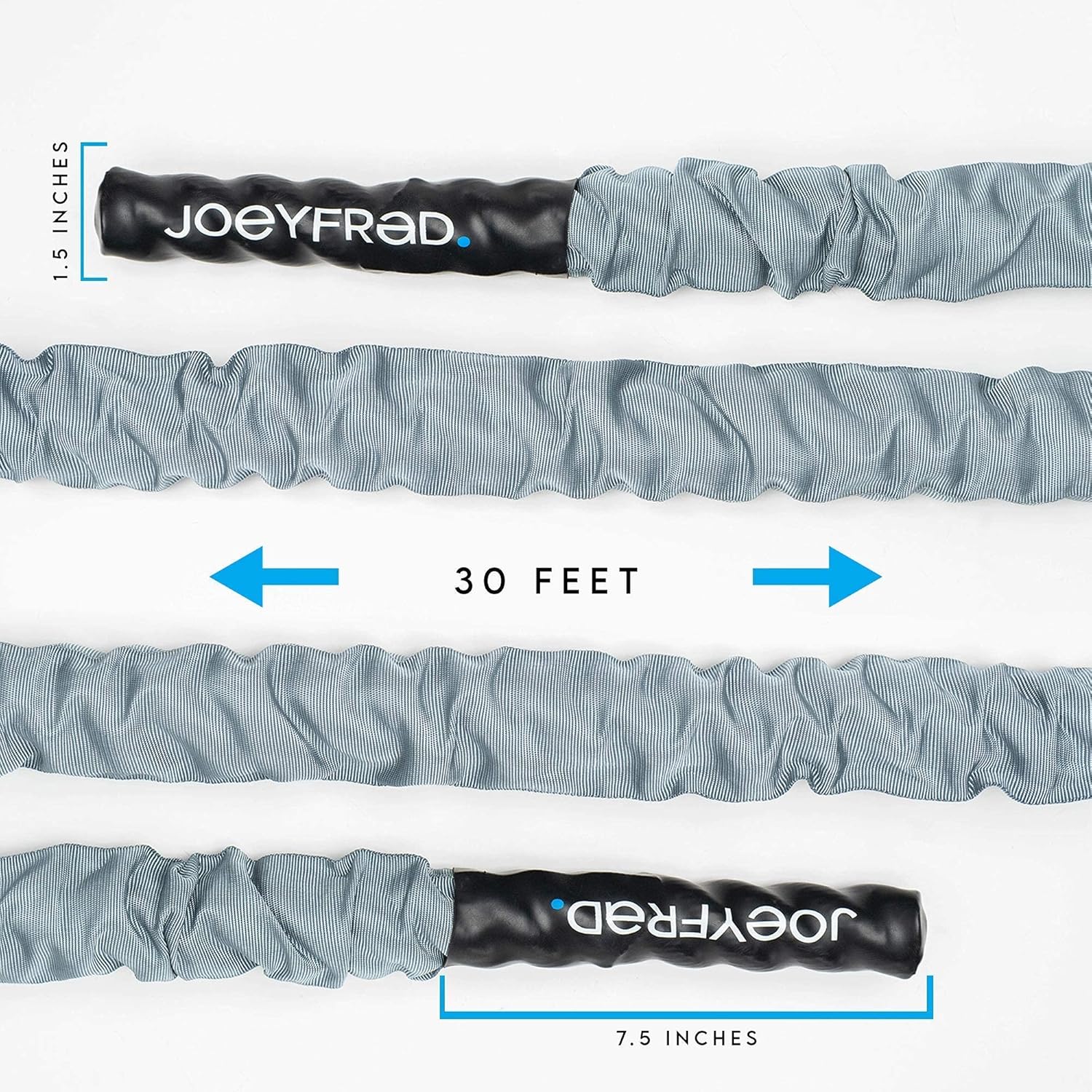 Battle Rope 30ft Length 100% Dacron Heavy Weighted Rope with Wall Anchor 2 Anchor Straps 1 Carabiner C91379