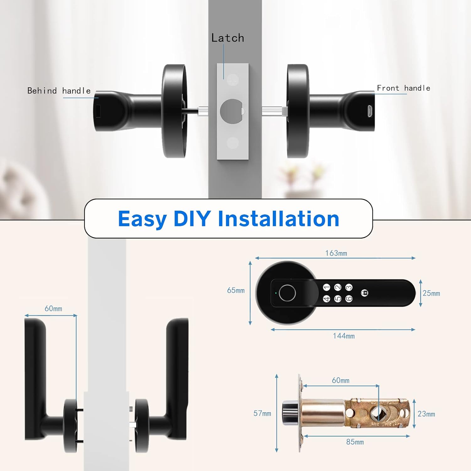 Biometric Keyless Entry Door Lock with Silicone Keyboard, Pack of 2 P427915