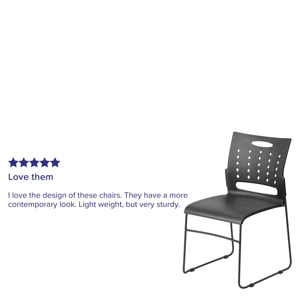 Black Sled Base Stack Chair with Air-Vent Back T4457