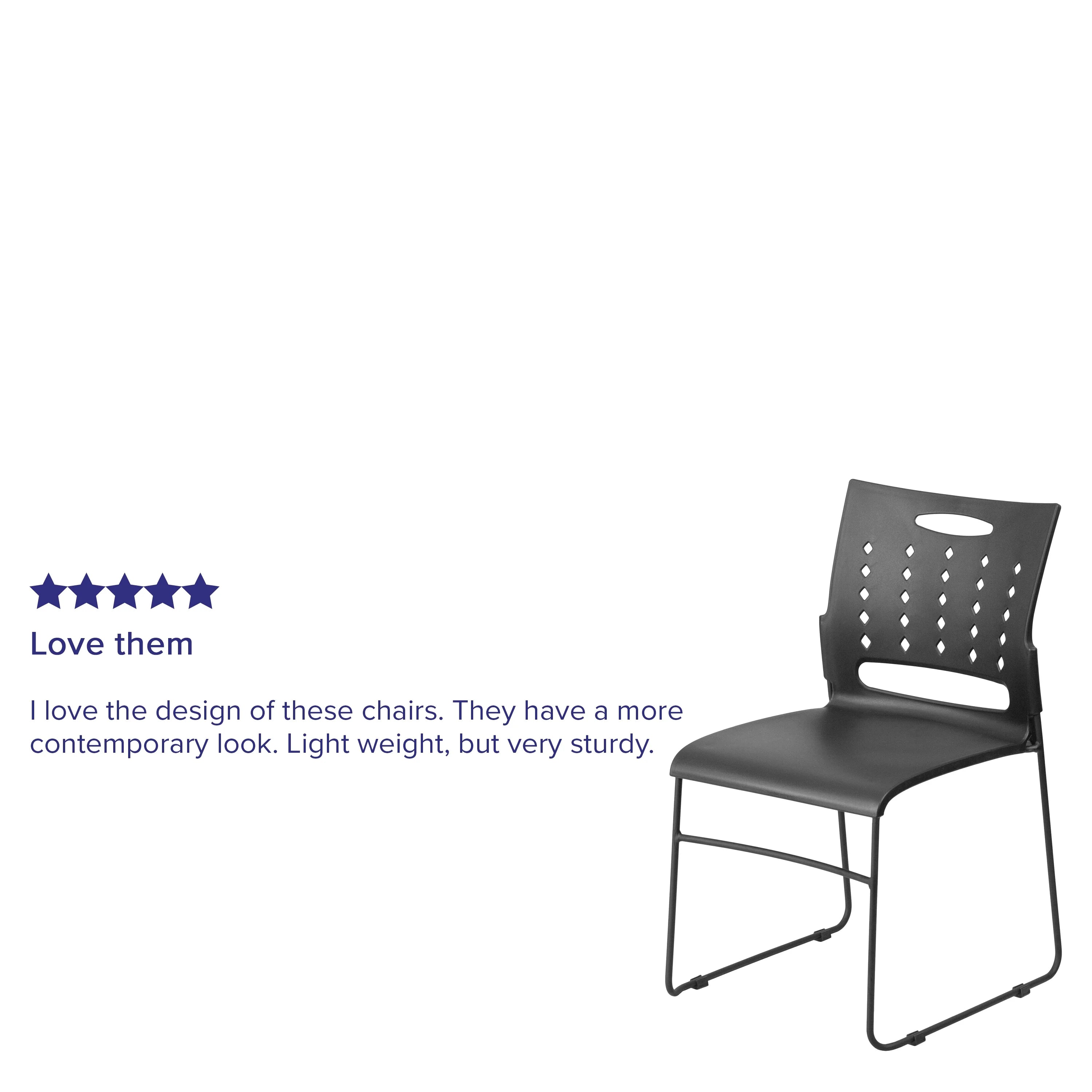 Black Sled Base Stack Chair with Air-Vent Back T4457