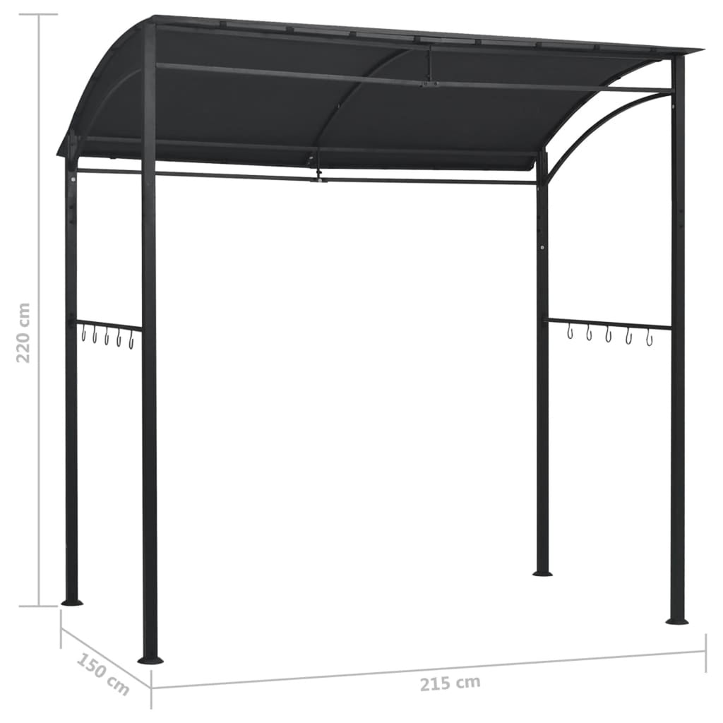 BBQ Gazebo Sun Shade Shelter Anthracite Steel 7.1ft x 4.9ft x 7.2ft Q1296