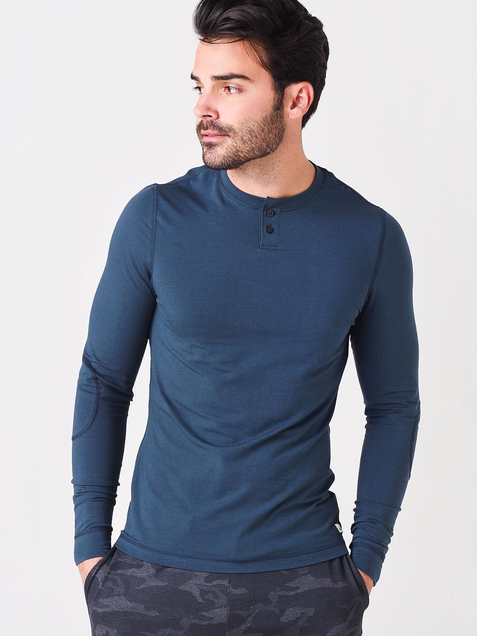 Long-Sleeve Henley - Large / Indigo J36162