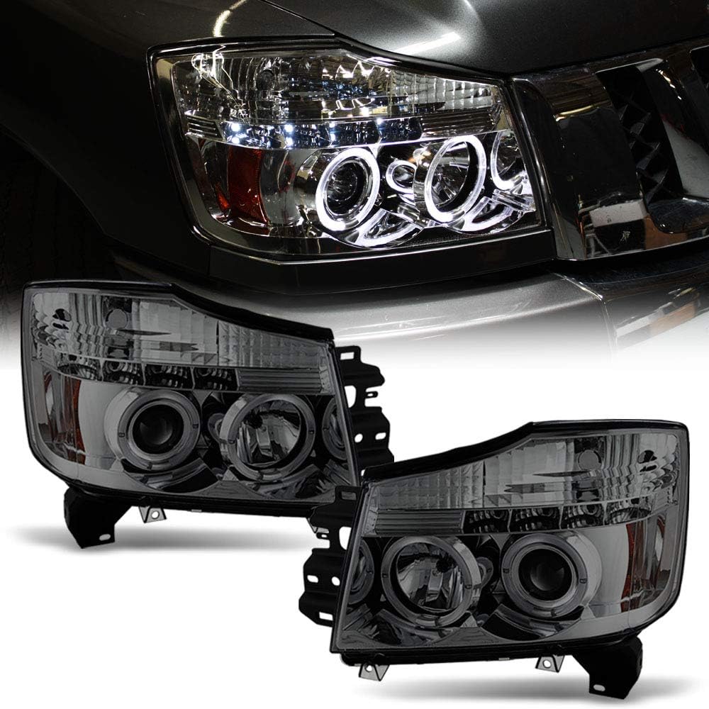 LED Dual Halo Black Housing Projector Headlights Headlamps X81718