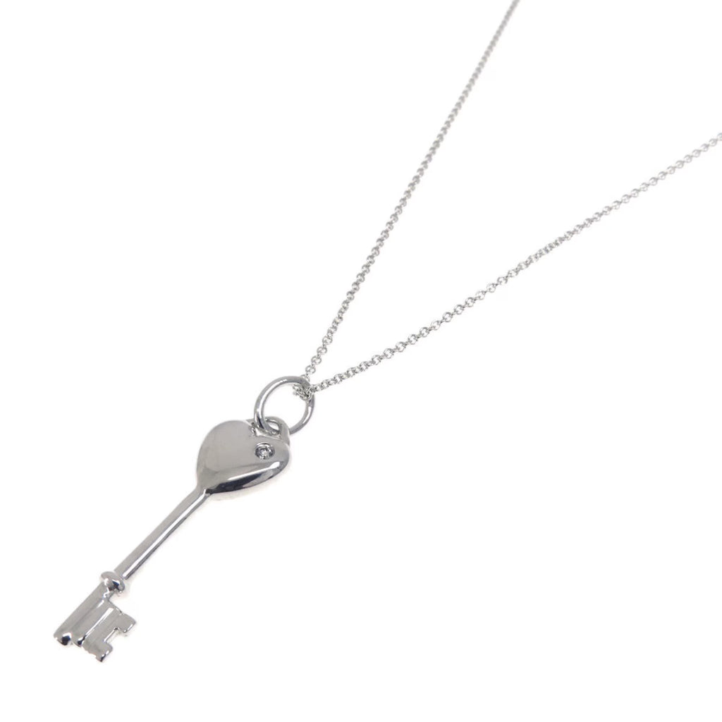 Tiffany Heart Key Diamond Necklace Silver T370