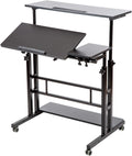 Rustic Brown Mobile Stand Up Desk with Wheels A76123