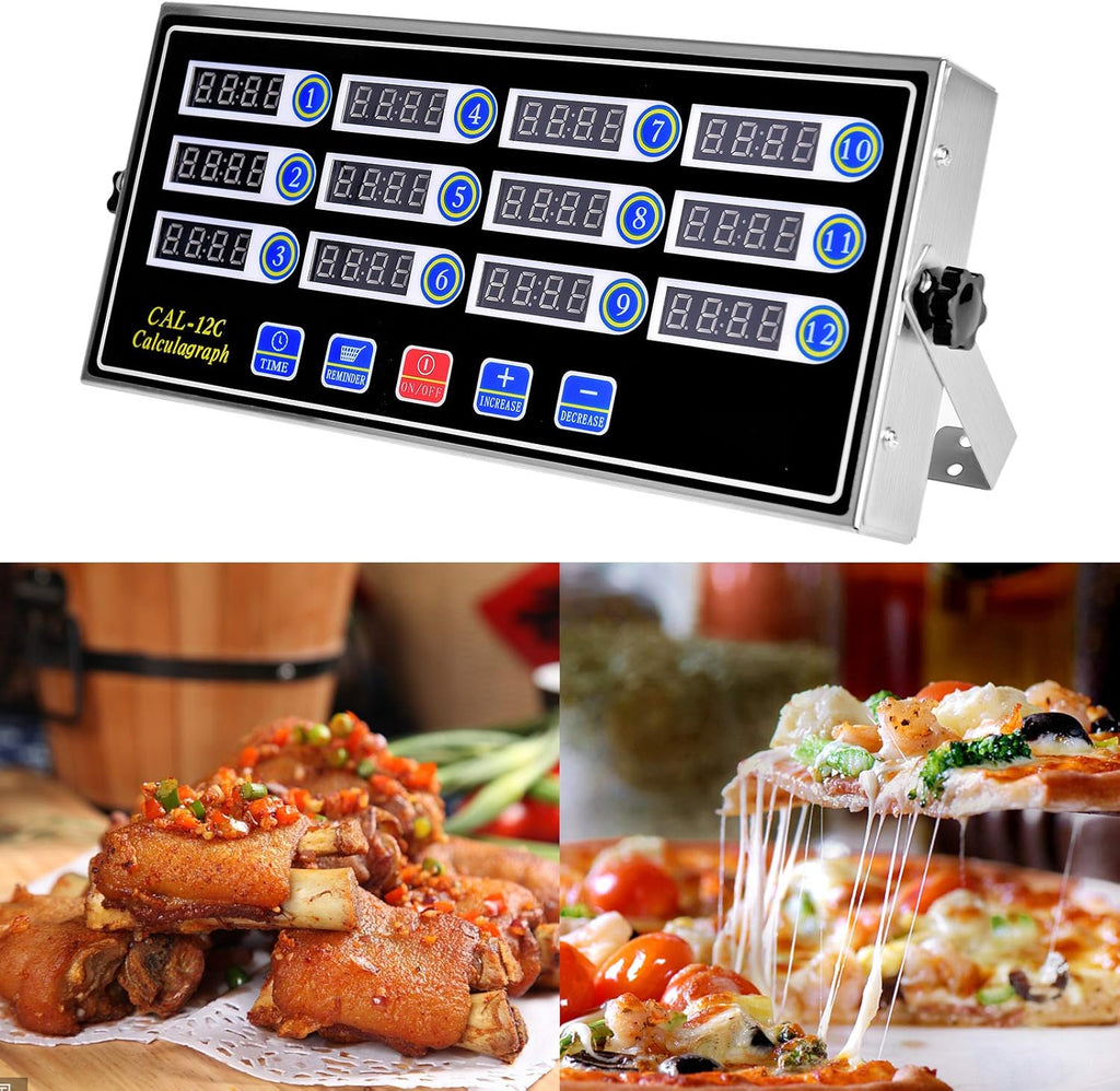 12 Channels Stainless Steel Kitchen Timer, Pack of 2 D996971