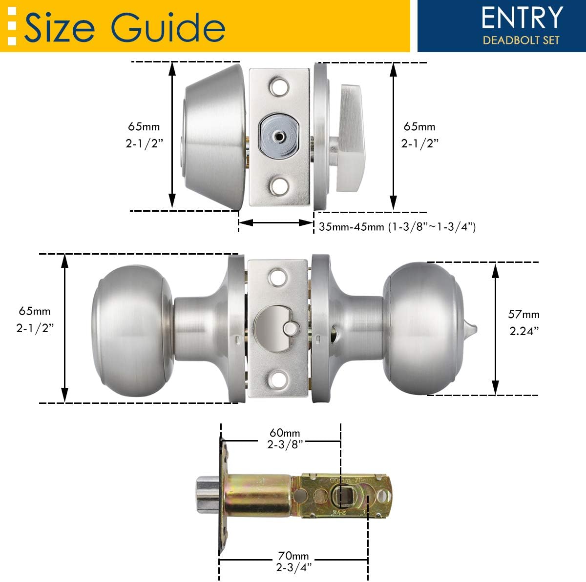 5 Pack Entry Door Knob and Single Cylinder Deadbolt Combo Pack in Satin Nickel C418760