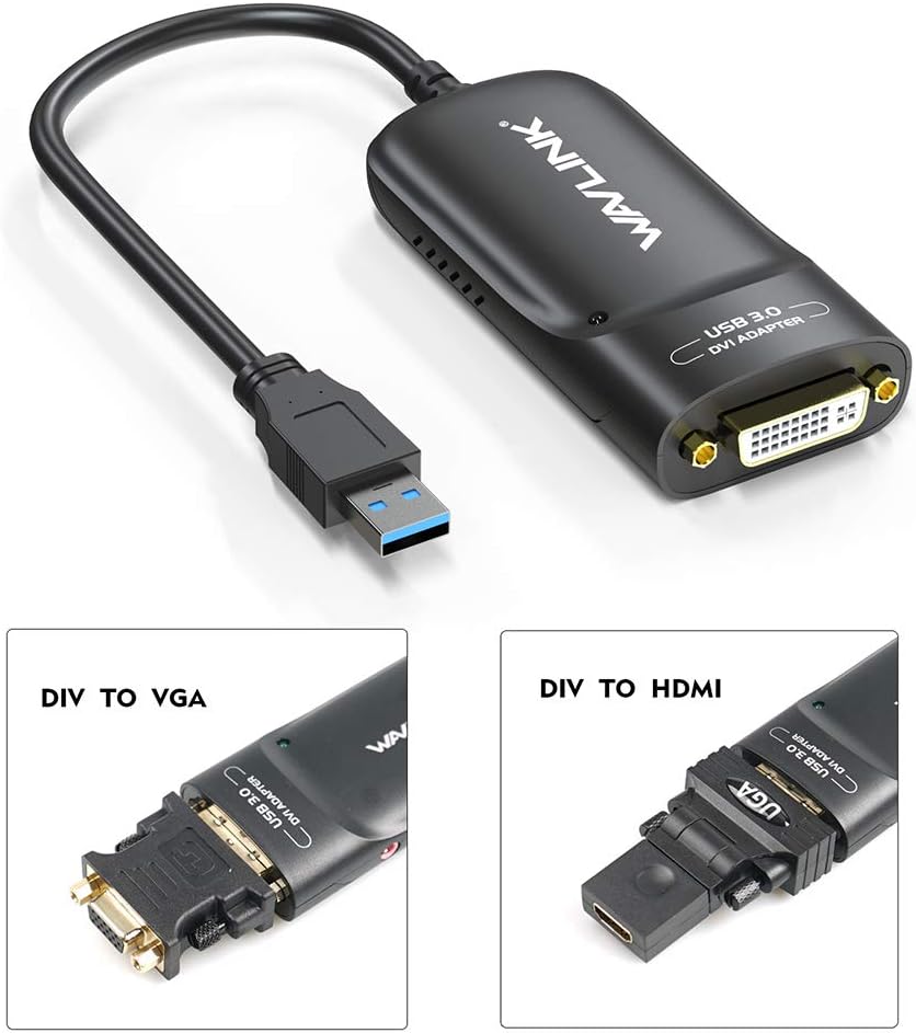 USB 3.0 to VGA/DVI/HDMI Universal Video Graphics Card Adapter for Multiple Monitors Up to 2048x1152 C39948
