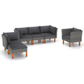 6 Piece Gray Poly Rattan Sectional Outdoor Furniture Set A1947