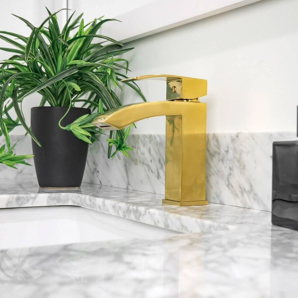 Brushed Gold Single Hole Bathroom Faucet Q192