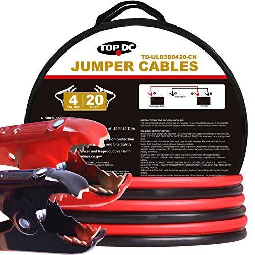 100% Copper Battery Jumper Cables 4 Gauge 20 Feet 300AMP A1554
