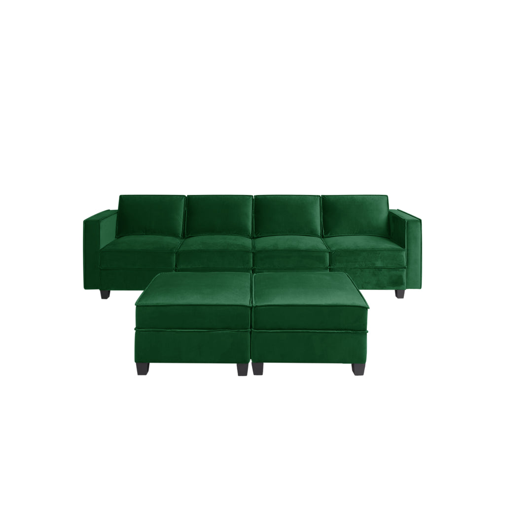 Modern Large Velvet U-Shaped Convertible Sectional Sofa Bed with Removable Storage Ottomans X5589
