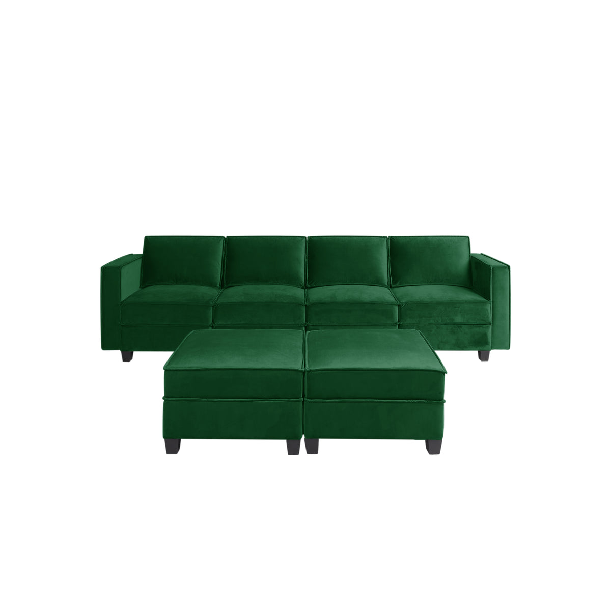 Modern Large Velvet U-Shaped Convertible Sectional Sofa Bed with Removable Storage Ottomans X5589
