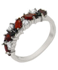 14k White Gold Natural Garnet & Diamond Eternity Ring R6016