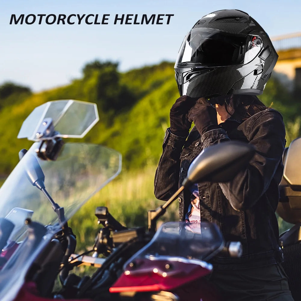 Dual Visor Flip Full Face Motorcycle Helmet XL H7350