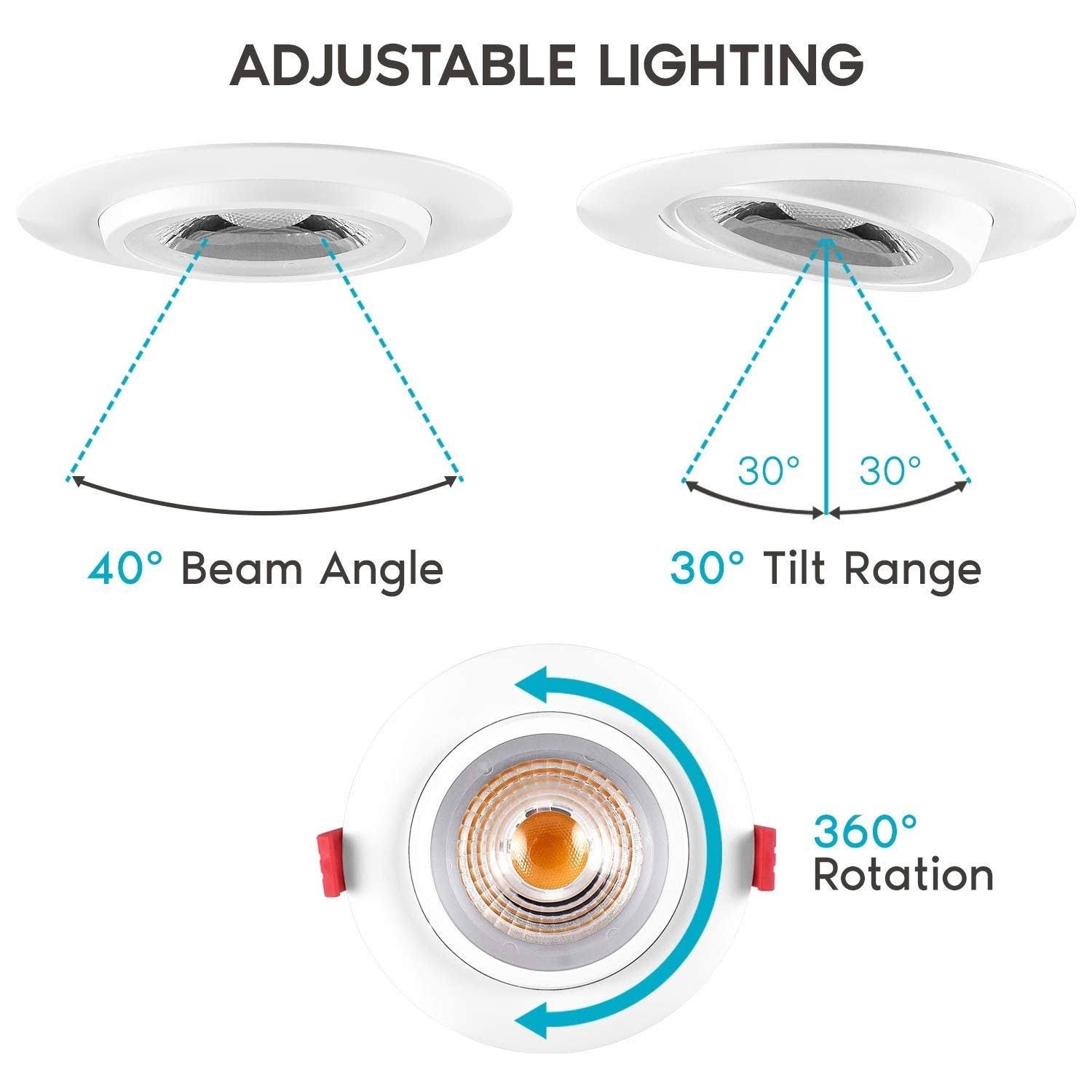 4 inch LED Gimbal Recessed Light with Junction Box, 11W, 5000K Bright White, 1000 Lumens, Dimmable, IC Rated L253474