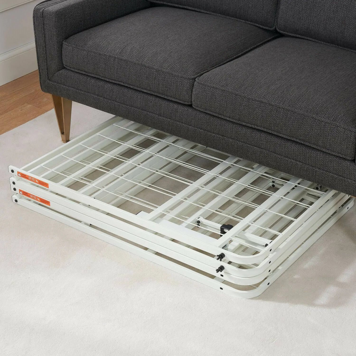 White Steel Bed Frame, King, 14 inch Height V238