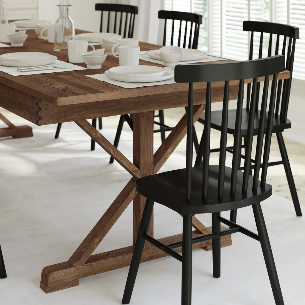 Rectangular Solid Pine Folding Farm Table with Crisscross Legs D551