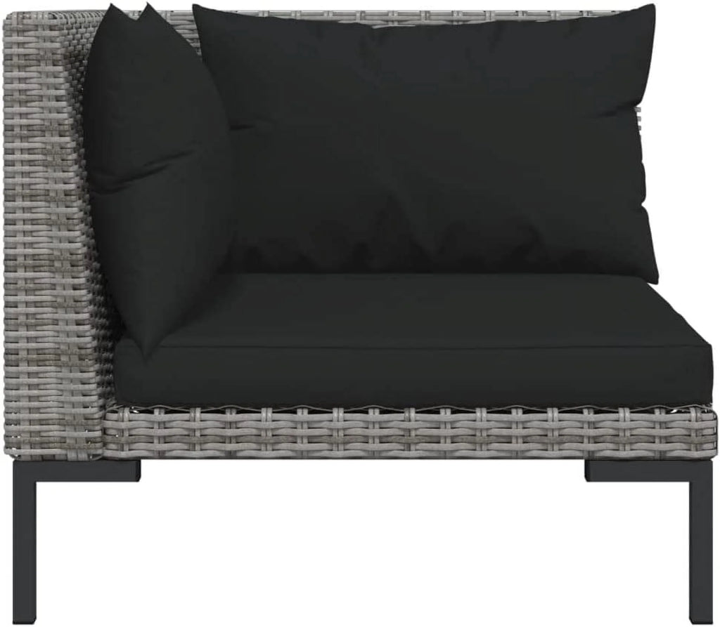 13 Piece Patio Lounge Set with Cushions Poly Rattan Dark Gray K16054