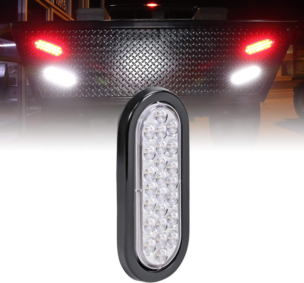 4pc 6" White Oval LED Trailer Tail Light Kit P5027