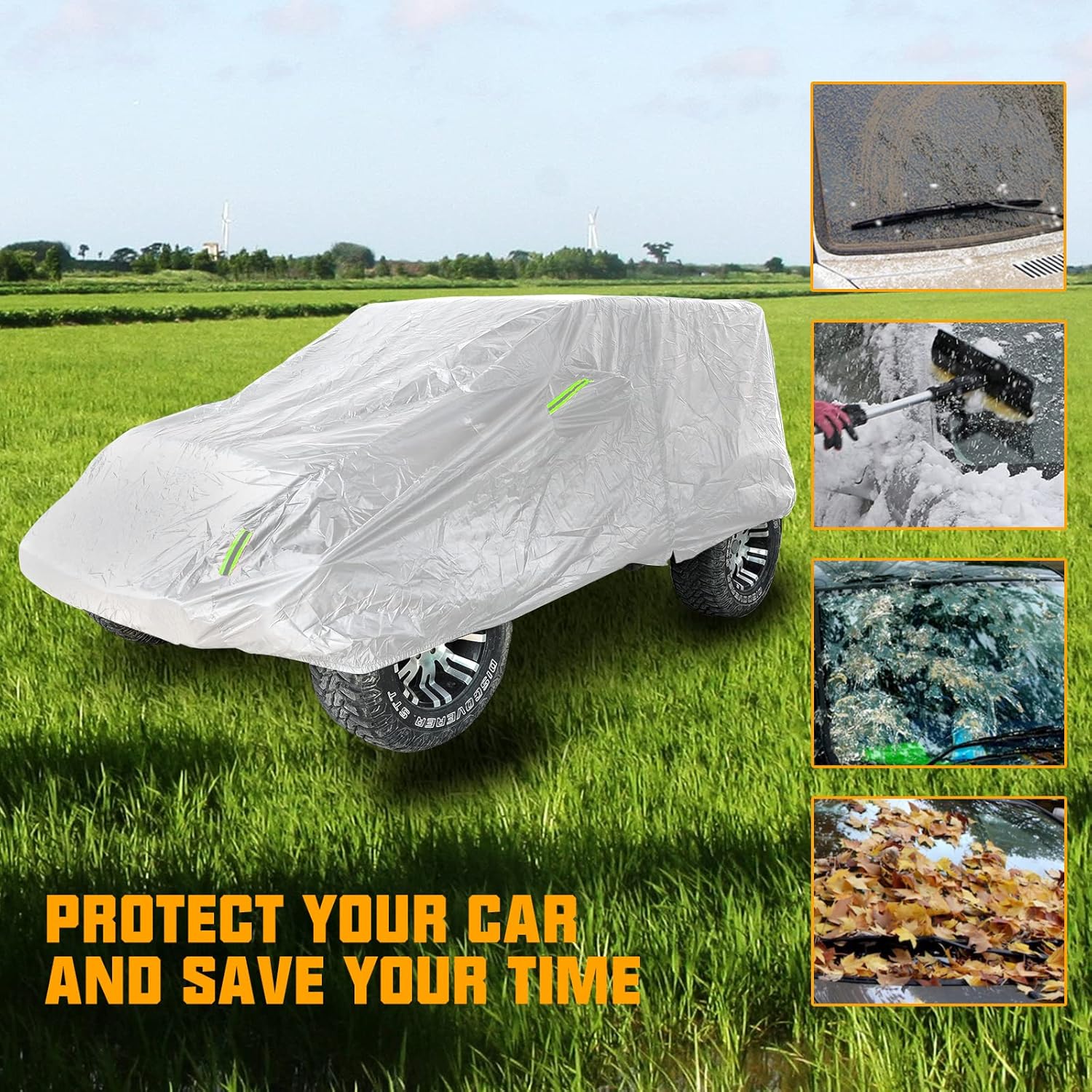 Silver Full Car Cover for Jeep Wrangler 4 Door Waterproof A741106