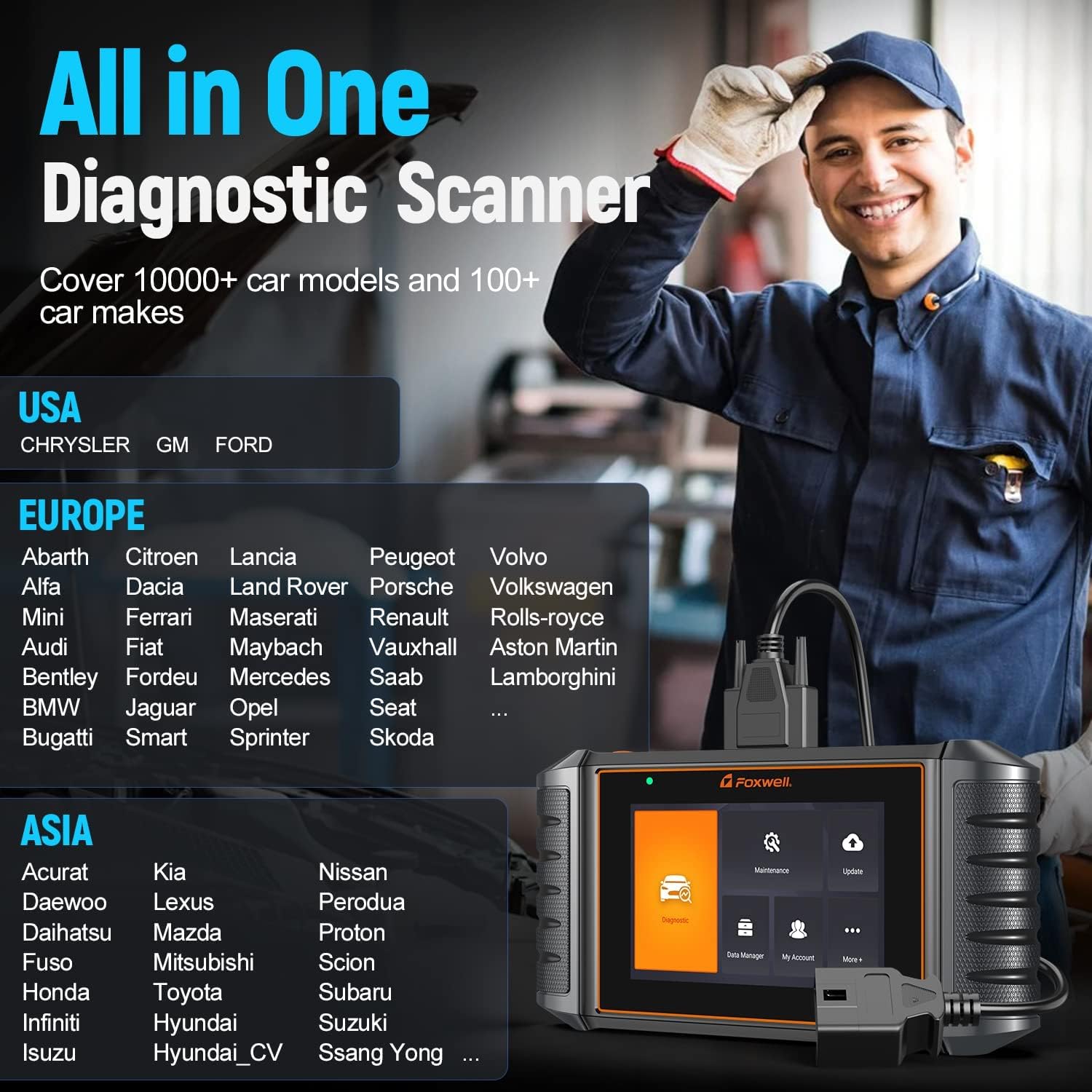 OBD2 Scanner All System Diagnostic Scan Tool with ABS Bleeding, Oil Reset, EPB, TPS, SAS, TPMS-8 Hot Service Reset, 5.5” Android 9.0 Code Reader V3949