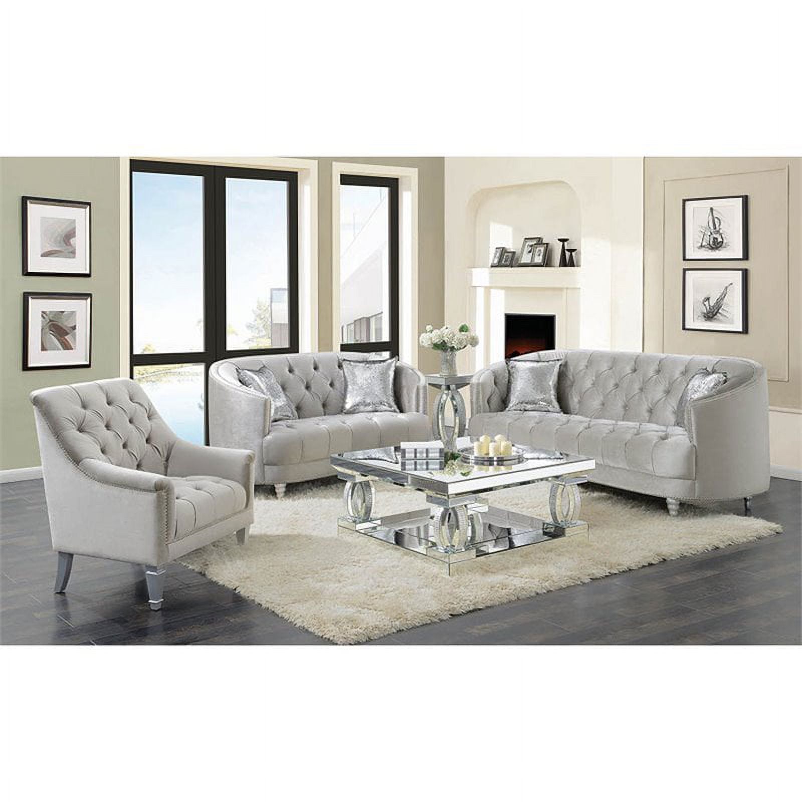 Grey Tufted Loveseat J88912