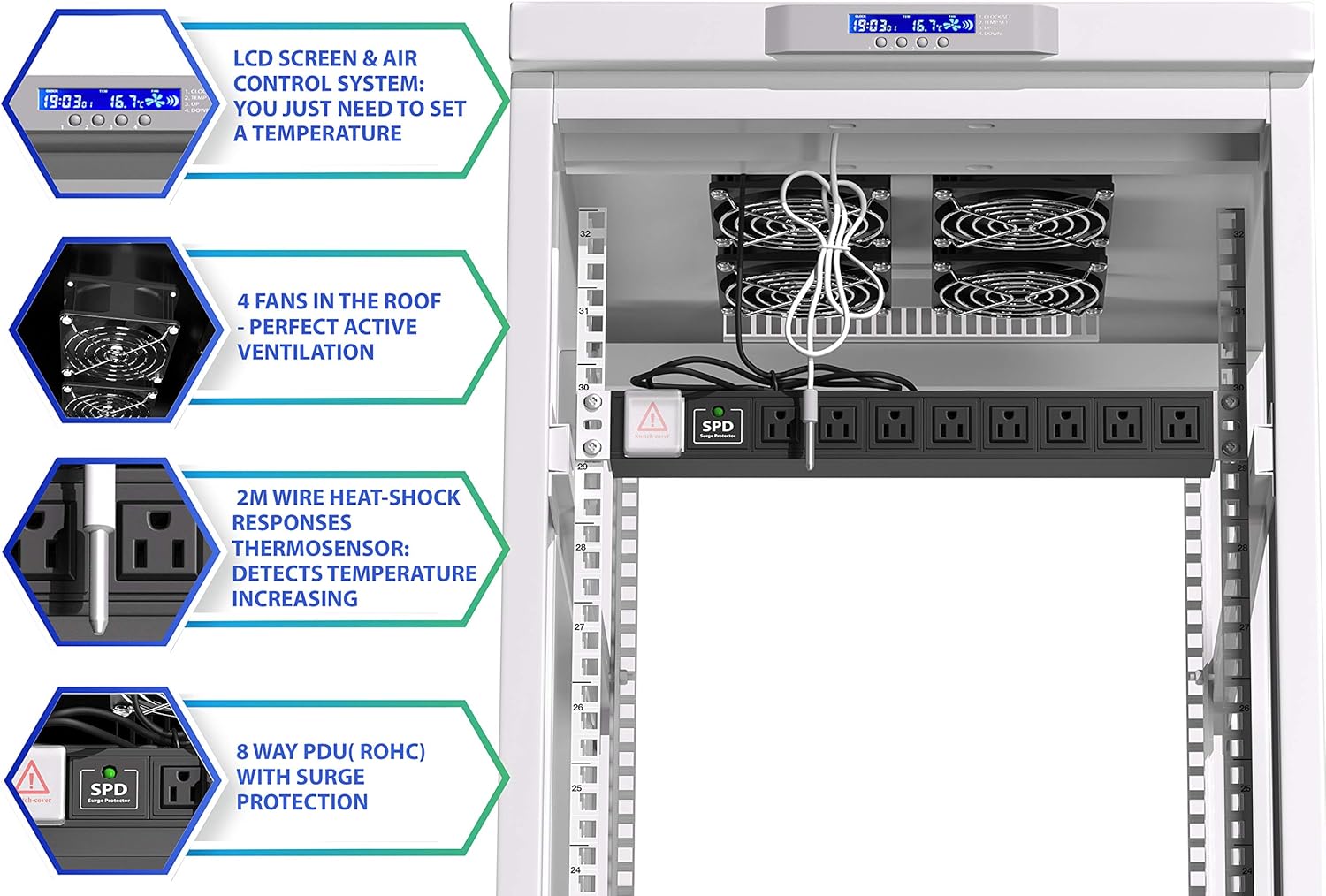 27U Free Standing Network Rack Cabinet Light Grey P2991