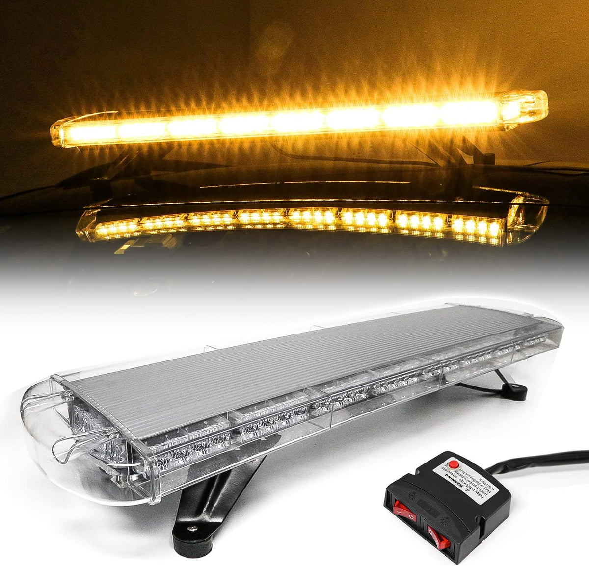 Amber White 38 LED Emergency Strobe Light Bar K34022