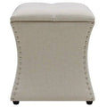 Cream 100% Polyester Square Storage Ottoman P521836