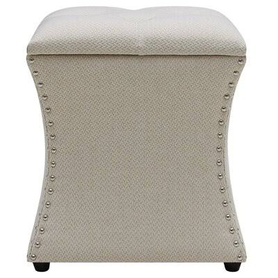 Cream 100% Polyester Square Storage Ottoman P521836