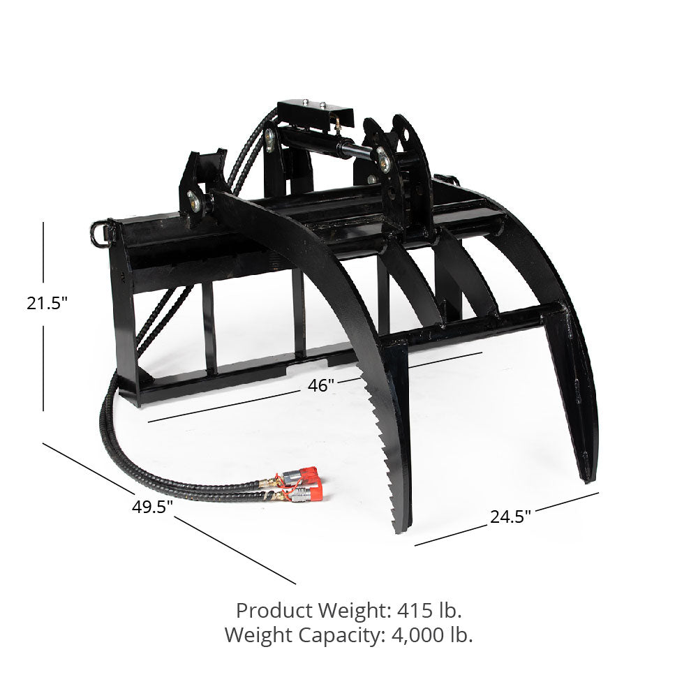 Hydraulic Skid Steer Pallet Fork Grapple Attachment, 1/2in Thick Steel Frame J330