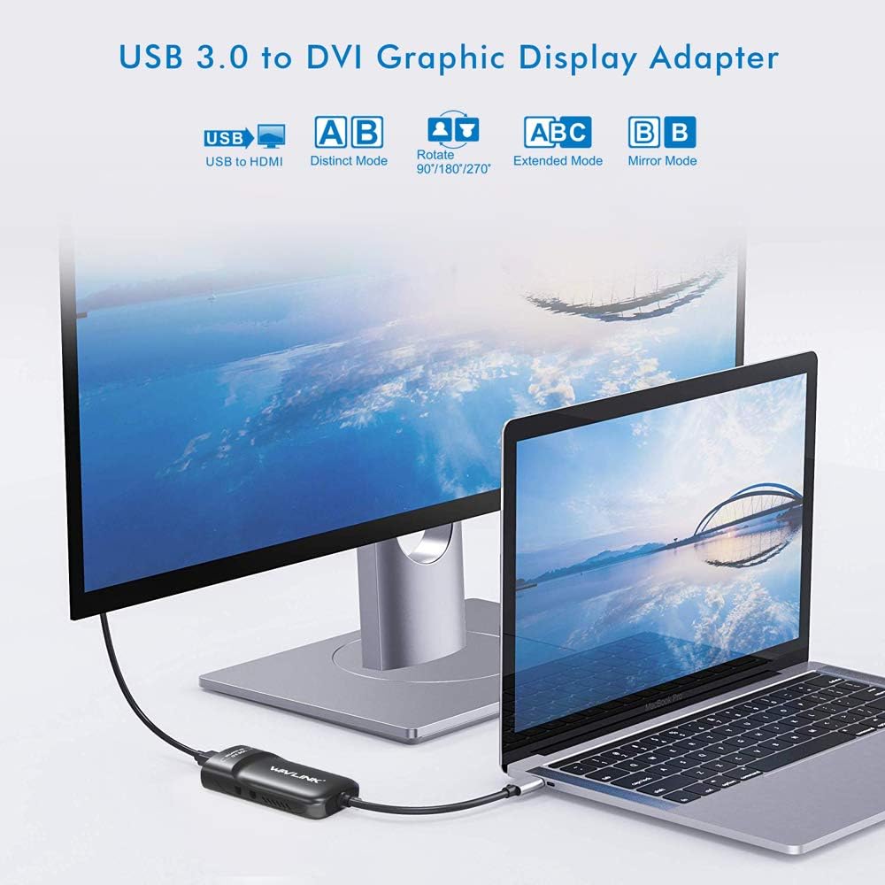 USB 3.0 to VGA/DVI/HDMI Universal Video Graphics Card Adapter for Multiple Monitors Up to 2048x1152 C39948