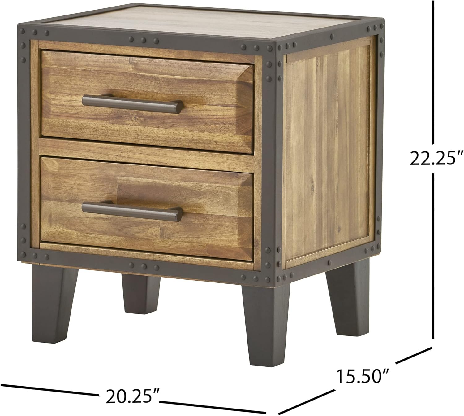 Natural Stained Acacia Wood Two Drawer Night Stand C45516