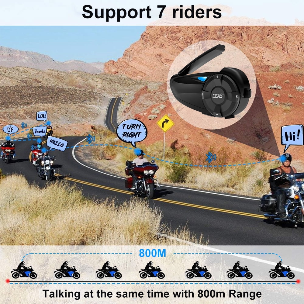 Black Motorcycle Helmet Headset T2180