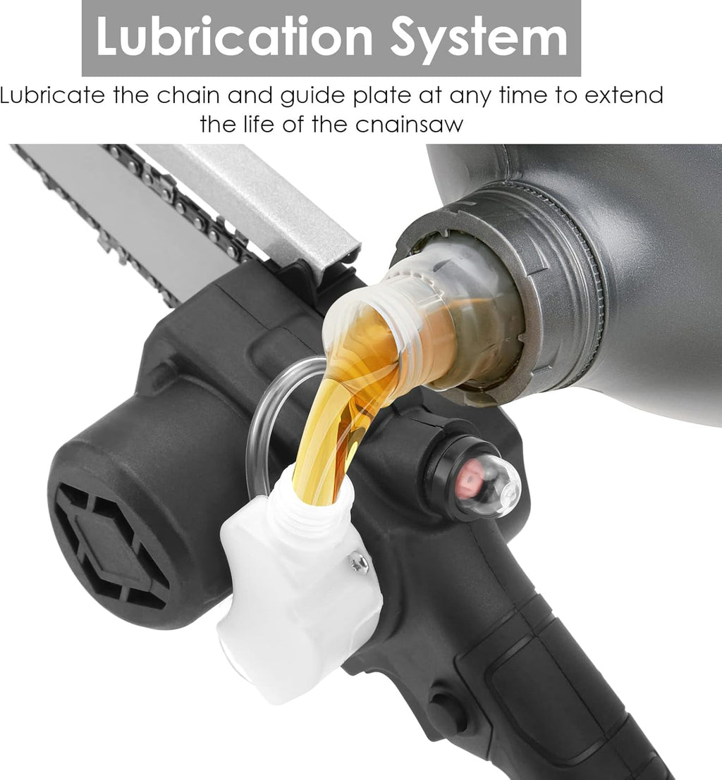 Cordless 6 Inch Brushless Mini Chainsaw with Oil System, 2Pcs 21V 2.0Ah Batteries Y41019