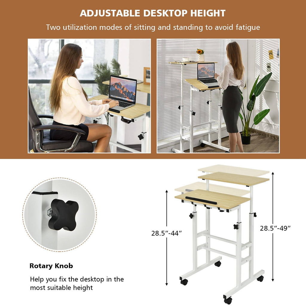 Mobile Standing Desk Rolling Adjustable Laptop Cart D92663