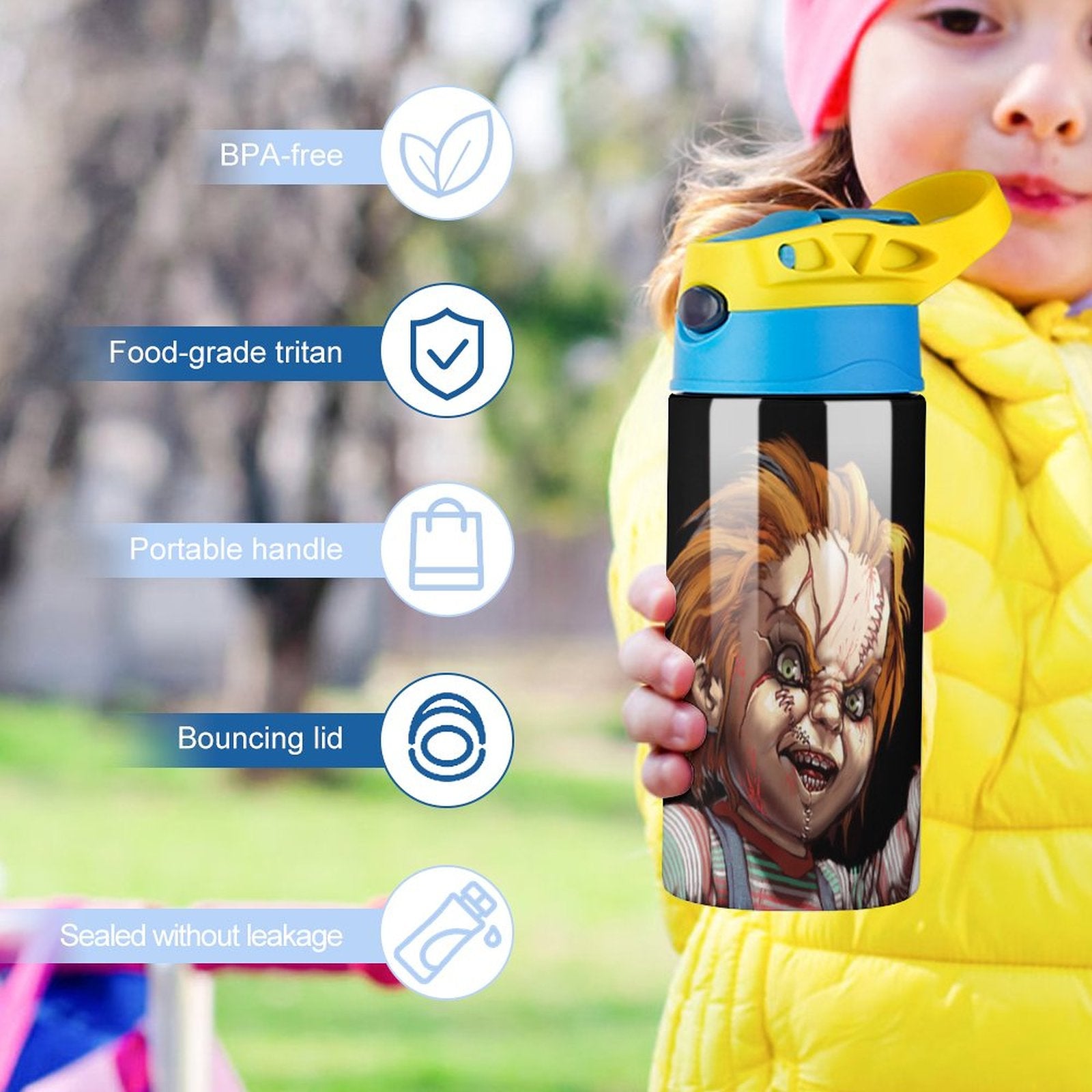 Insulated Stainless Steel Water Bottle with Straw I15020